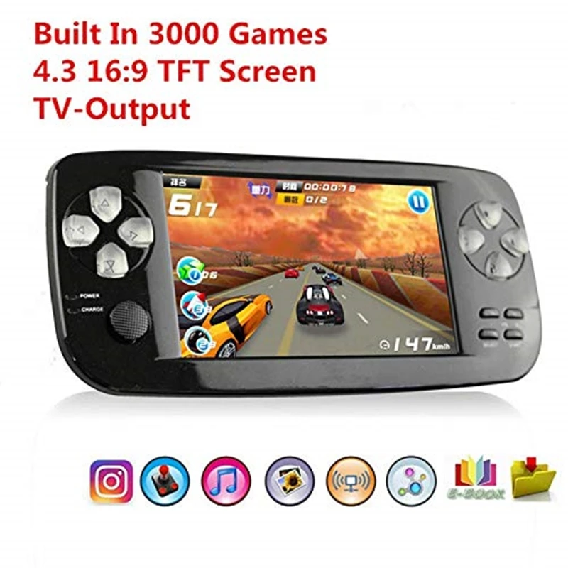 

4.3 Inch Video Game Player 64Bit Handheld Game Console 16GB Support AV Output For CP1/GBA/FC/NEO/GEO Built-in 3000 Classic Game
