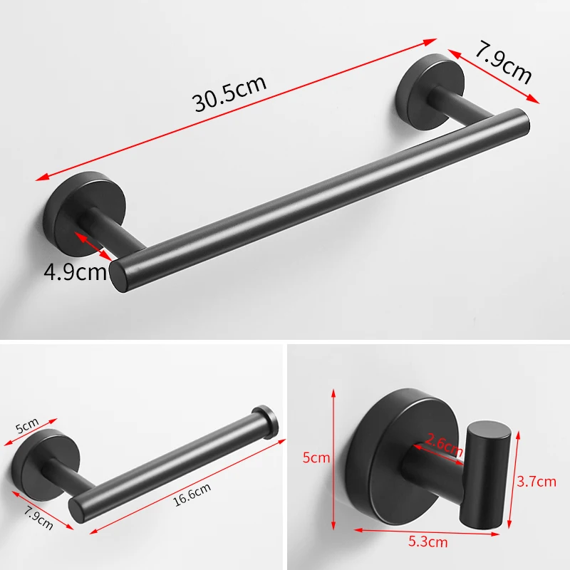 Набор полотенец из нержавеющей стали, держатель для полотенец, черный держатель для туалетной бумаги, настенный крючок для ванной комнаты, сумка для полотенец