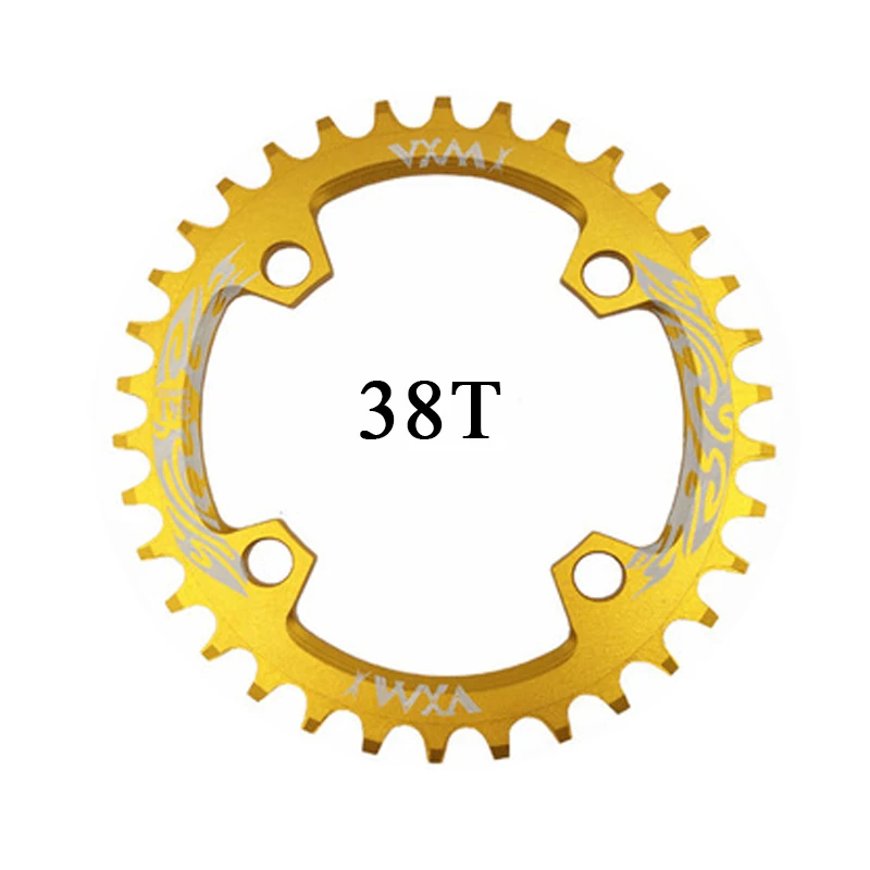 VXM 96BCD Round bicycle chainwheel 32T 34T 36T 38T MTB bike Chainring Tooth Plate mountain Crown for M4000 M4050 GX NX X1 Crank - Цвет: Round 38T gold