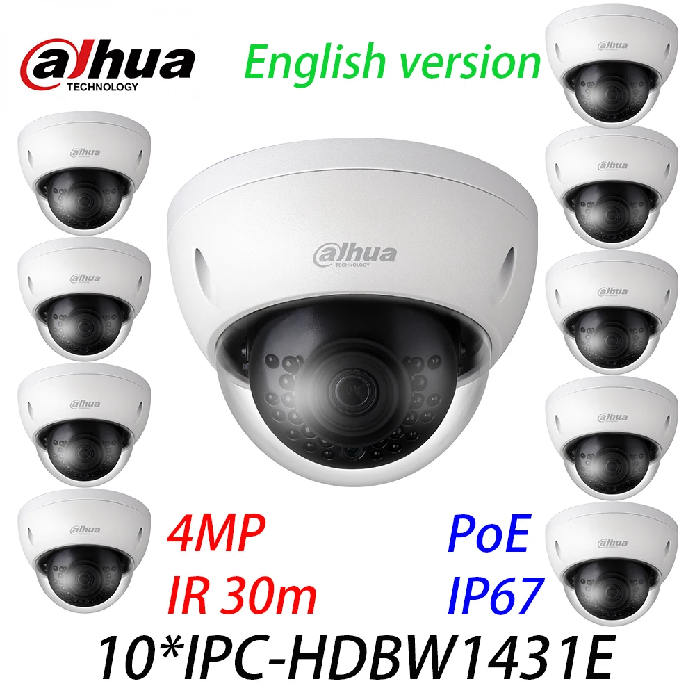 

10Pcs/Lot Dahua IPC-HDBW1431E 4MP IP camera POE IR 30m English version of the security network Camera replace IPC-HDBW4433R-S