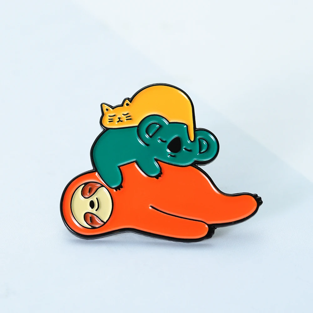 Ленивое животное флэш эмаль брошь Ленивец коала милый кот Йога нагрудные булавки