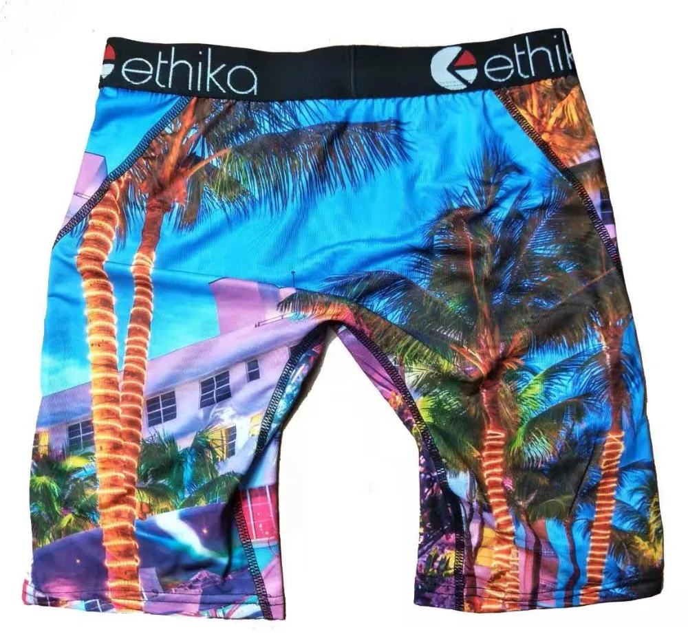Мужские Длинные боксеры, шелк льда, Ethika, мужское нижнее белье, боксеры с принтом размера плюс, мужские боксеры, длинные ноги, дышащие мужские трусы