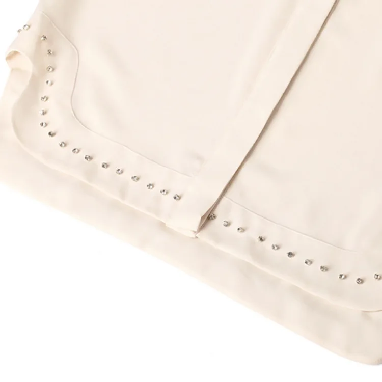 Women Diamonds Chiffon Blouse With Scarf Flare