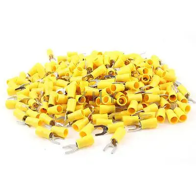 

500Pcs SV5.5-5 Pre Insulated Fork Terminal Yellow for AWG 12-10 Wire #10 Stud