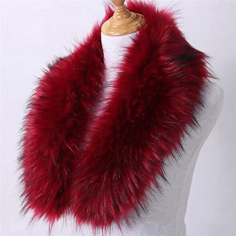 

Lady Faux Raccoon Fur Collar Winter Women Jacket Hood Fur Decorative Shawl Multi Color Fake Fur Warm Scarves