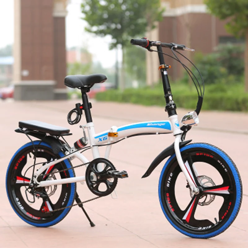Folding Bike 20-Inch Speed Change Disc Brake Grid Three-Knife Adult Portable Small Bicycle For Male And Female Ultra-Light