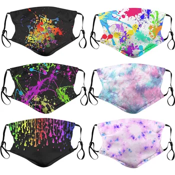 

Adjustable Protect Mask Unisex Washable Masks Dustproof Mask Polyester Fiber Printing Masks Earring Mascarilla Reutilizable #LR4