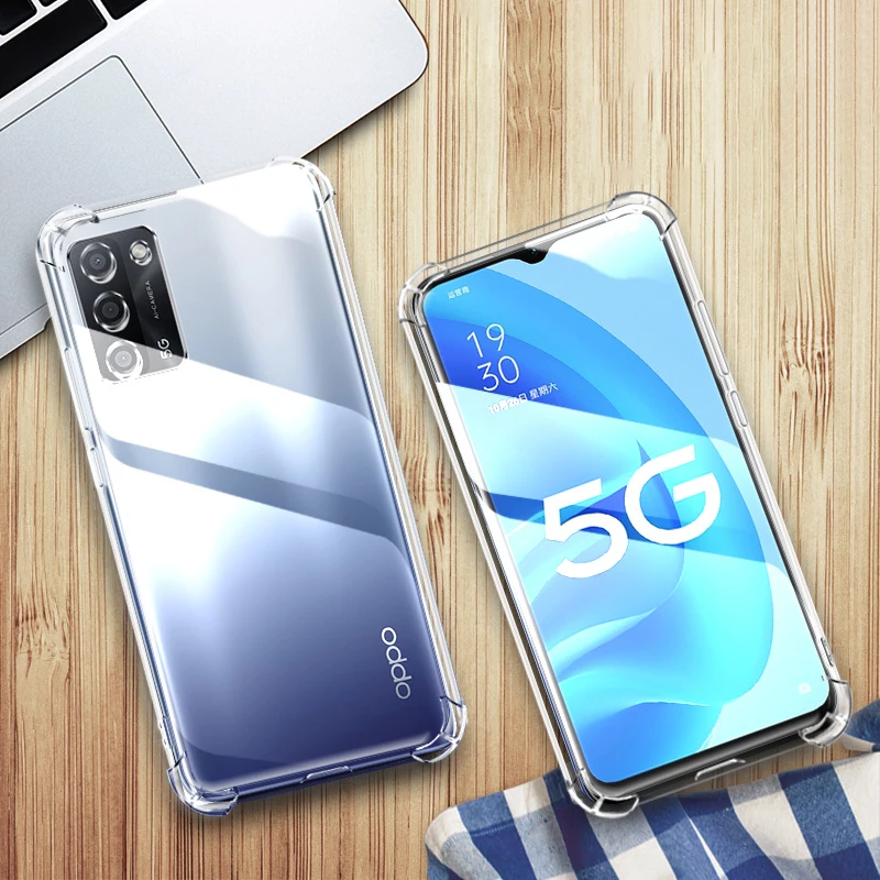 Airbag Shockproof Silicone Phone Case for OPPO A54 A74 A94 Funda A55 A95 A93 A93S 4G Camera Protective Capa 5G Transparent Cover | Мобильные