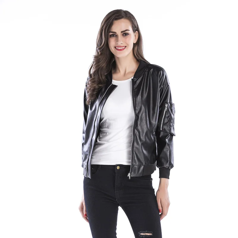 

Autumn Zipper PU Faux Leather Jacket Women Black Classic Moto Biker/Motorcycle Jacket Women Leather Jacket Winter PU Coat 2019
