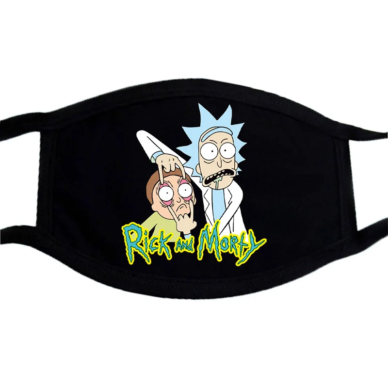 

Rick And Morty Hip Hop Cartoon Mask Unisex Dustproof Winter Warm Mouth Muffle Mask Face Black Bilayer Washable Masks