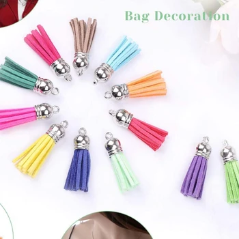 

140Pcs Mixed Colors Leather Keychain Tassels Bulk Acrylic Keychain Blanks Charms Earring Bracelets and Jewelry Making