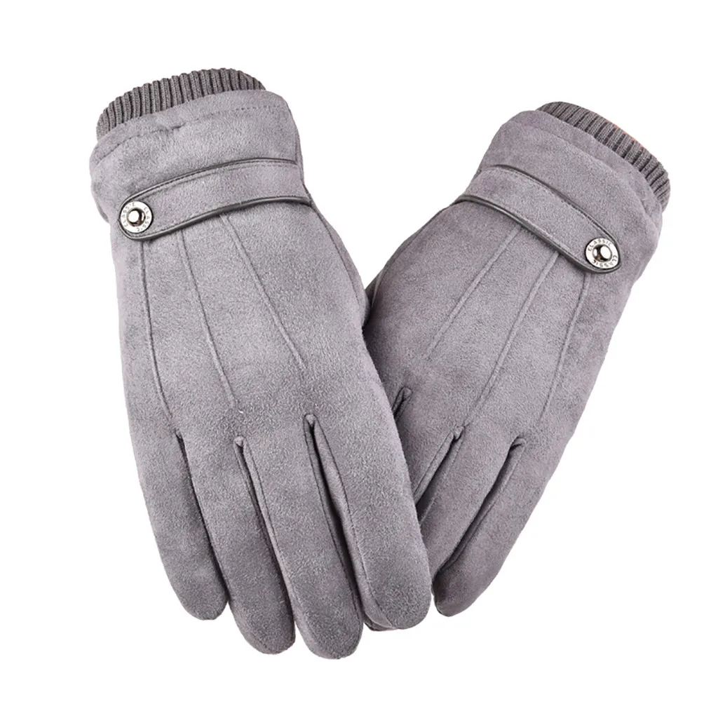 Модные мужские теплые трехстрочные ветрозащитные зимние замшевые перчатки для вождения Модные замшевые перчатки мужские зимние теплые бархатные#30