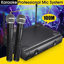 Micrófono inalámbrico de 2 canales con cápsula dinámica de frecuencias UHF de mano para sistema de Karaoke Microfone Sem Fio Mic Micro