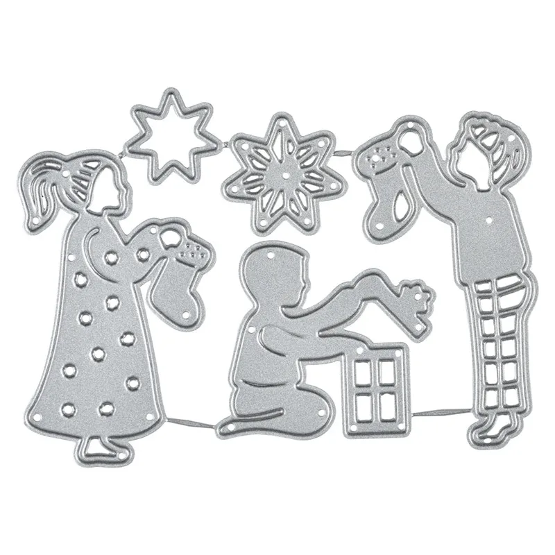 

YaMinSanNiO Christmas Dies Girl Boy Gift Metal Cutting Dies for Card Making Scrapbooking Embossing Cut Stencils Crafts Dies New