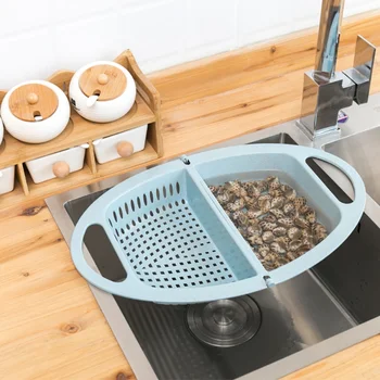 

Bowl Washing Kitchen Strainer Noodle Vegetable Fruit Storage Dry Kitchen Multifunction Folding Plastic Fruit