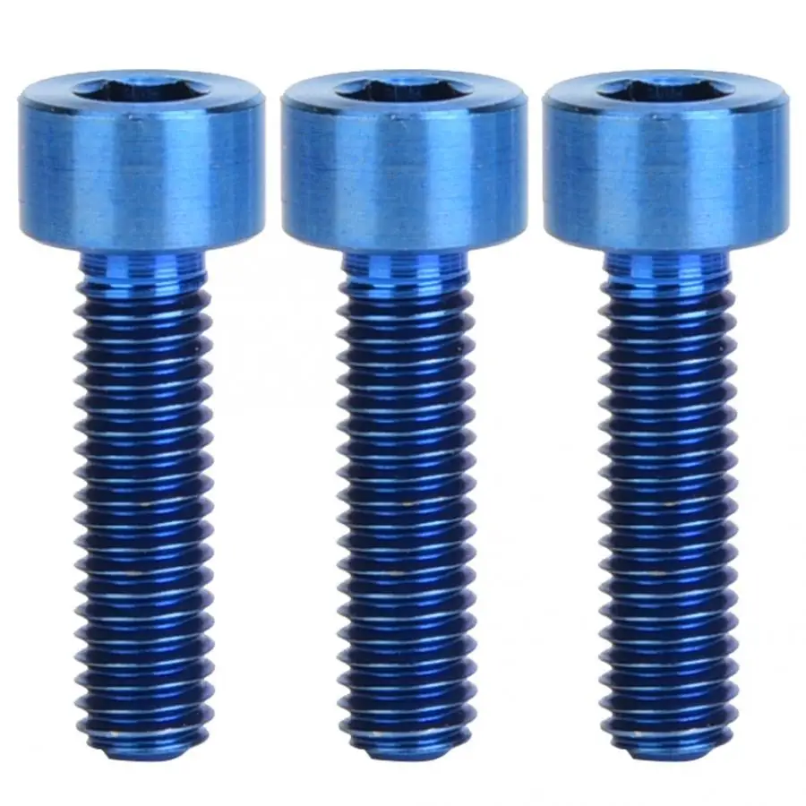 3 шт. винт велосипедный болт M5x18mm сверхлегкий титановый сплав горный шоссейный велосипед винт болт велосипед стержень шестигранный круглый Винт велосипедные части - Цвет: Blue