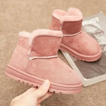 

Solid Boy Boots Children Snow Boots Autumn and Winter New Warm Short Tube Girls Cotton Shoes Western Style Short Baby Boots