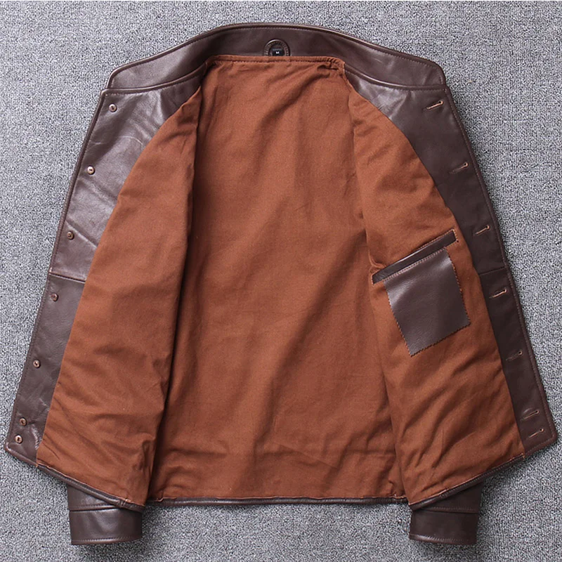 Vintage cow skin genuine leather jacket american casual style genuine leather coat