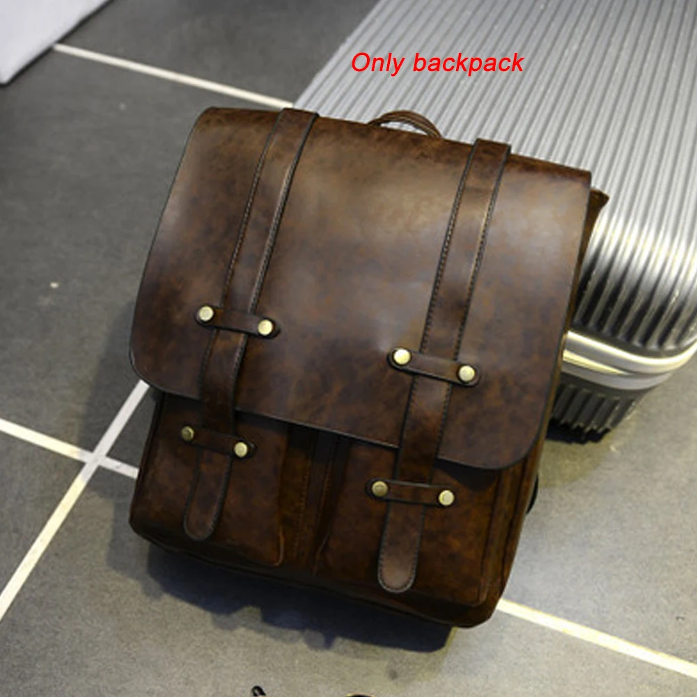 Школьный рюкзак на плечо для ноутбука из искусственной кожи, мужская сумка, винтажный рюкзак для путешествий