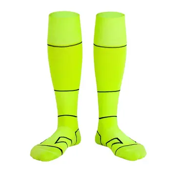 

Adult Kid Soccer Knee Thigh Tube Socks Towel Bottom Pressure Neon Stripe Hosiery