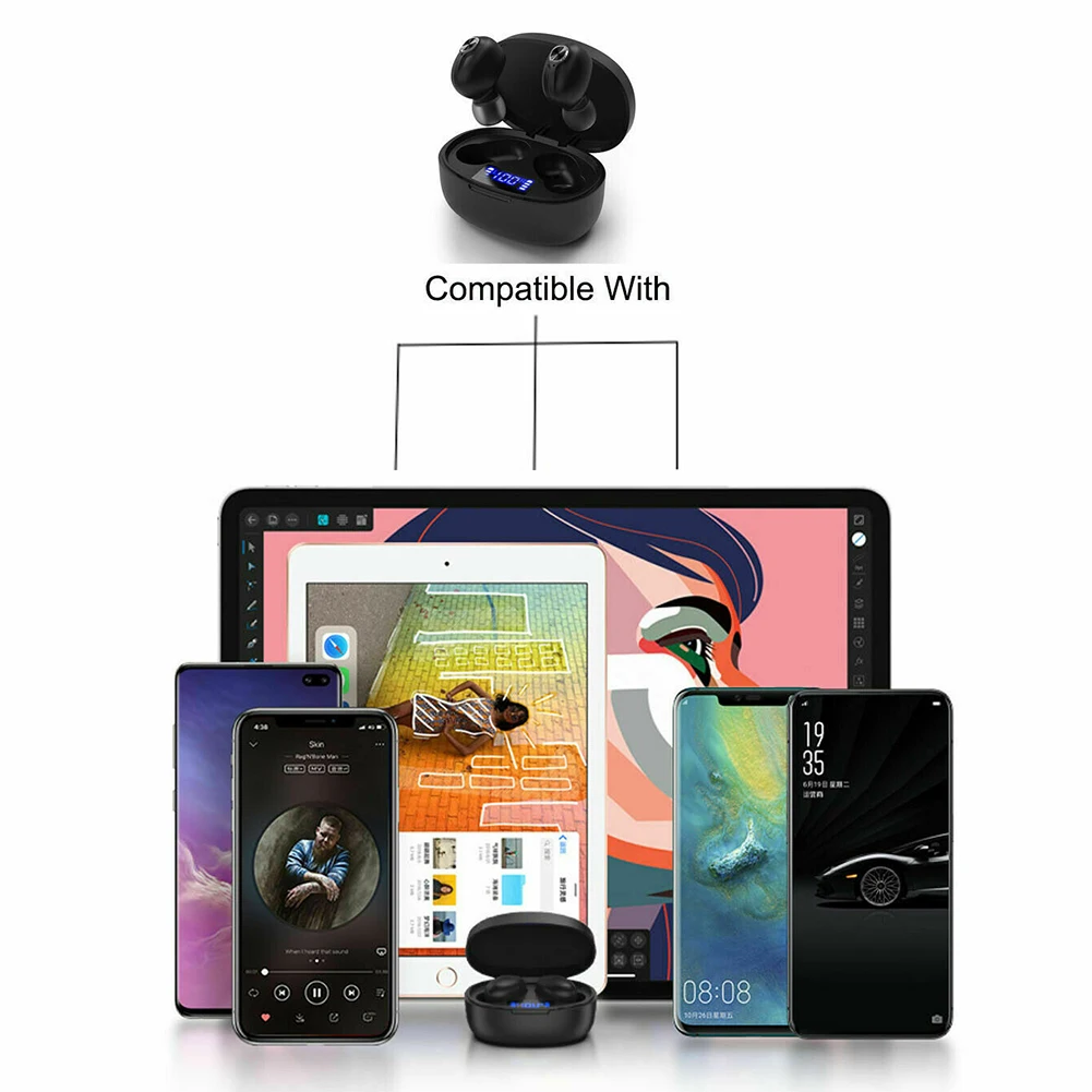 Bluetooth 5 0 TWS Wireless Stereo In Ear Earphones Headset with Charging Box Phone Accessories ABS Material