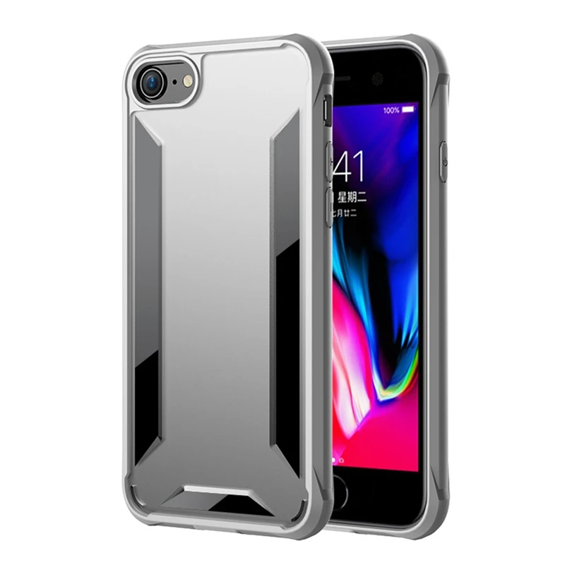 Прозрачный силиконовый чехол для iPhone 11 Pro Max X XR XS Max 7 8 Plus, Жесткий ПК, ТПУ, Мягкий противоударный чехол, чехол, Coque Capinhas - Цвет: Gray