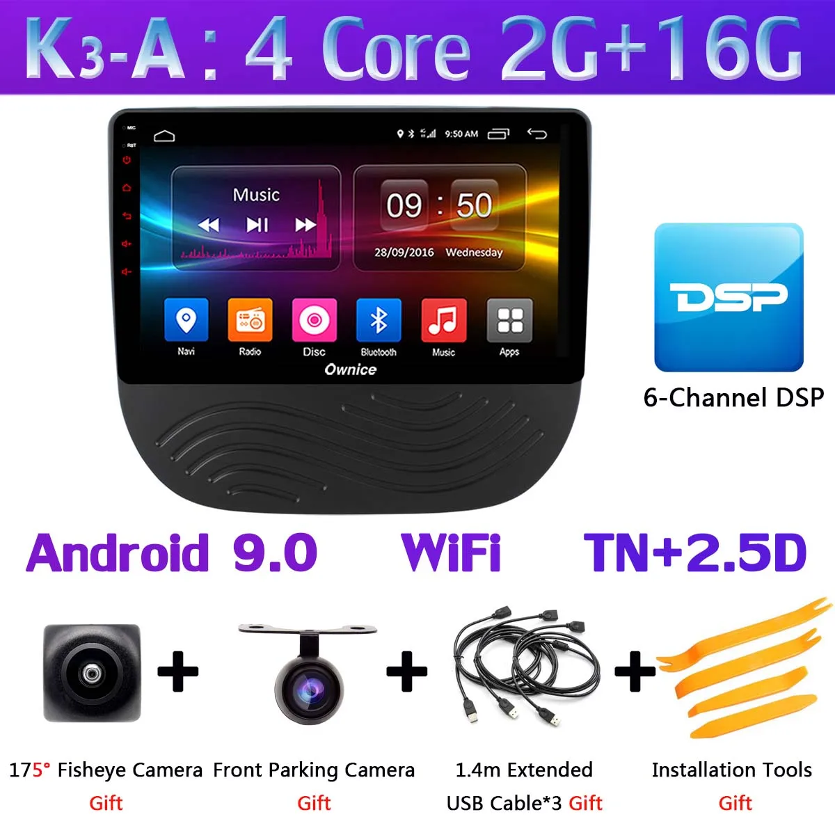 1din 360 ° 4×Camera Android 9,0 8 Core, 4 Гб+ 64G DSP CarPlay автомобильный мультимидийный Навигатор Радио плеер для Chevrolet Malibu - Цвет: K3-A
