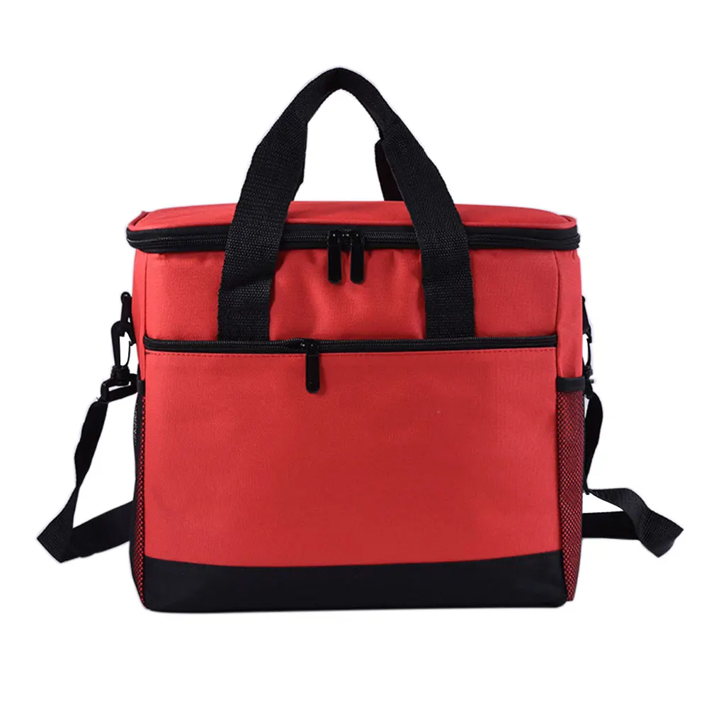 Красный 17L Reusable Cooler Bag with Strap Picnic Outdoor Activities Hot and Cold Insulated Lunch Bag Large Capacity Camping BBQ Cooler - Цвет: Красный