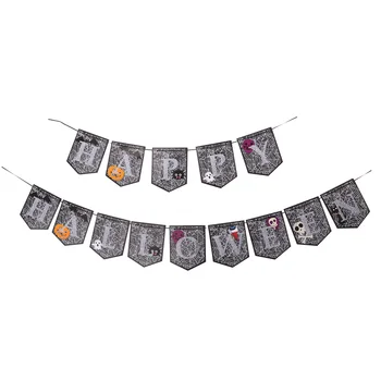 

1pc Funny Creative Cute Party Banner Pull Flag Hanging Garland for Halloween Banquet
