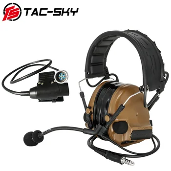

TAC-SKY tactical COMTAC hearing protection shooting noise reduction headphones and tactical PRC 148152 PTT 6-pin U94 PTT CB