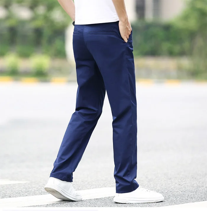 Spring Summer Pants Men Cotton Fashion Business Stretch Men Chinos Trousers Casual Black Pants Male Pentalon Homme Mens 40 khaki uniform pants