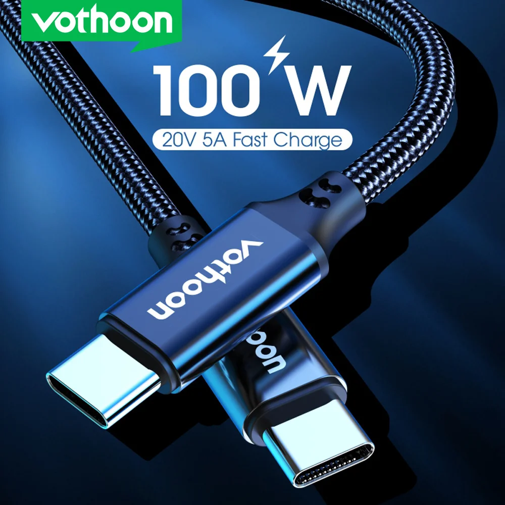 Vothoon 100 Вт с разъемом USB Type C кабель Быстрая зарядка PD Кабель зарядного устройства