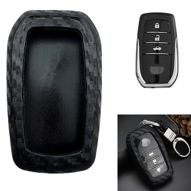 Силиконовый чехол для автомобильного ключа из углеродного волокна с кнопкой 2/3/4/5