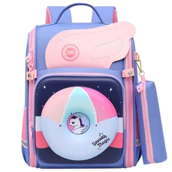 Children's Cartoon Backpack 3D Unicorn Kids Schoolbags Orthopedic Primary Ridge Guard Backpacks for Children Reflective Grade