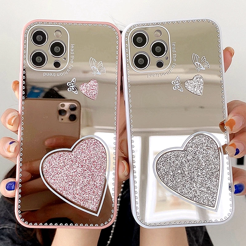 iphone 13 magnetic case Luxury Love Heart Mirror Phone Case For iPhone 13 12 11 Pro Max XR XS Max X 7 8 Plus SE 2020 Butterfly Bumper Back Cover iphone 13 magnetic case