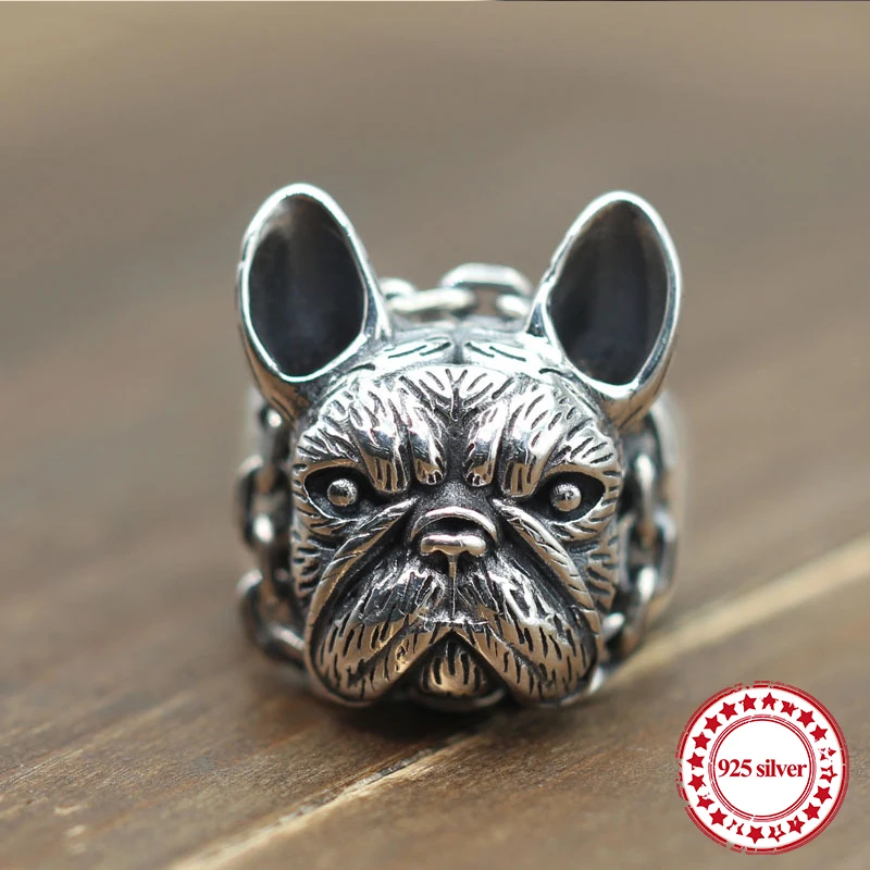 

S925 Sterling Silver Men's Ring personalized fashion classic retro jewelry lovely simple dog shape send love gift 18 years hot