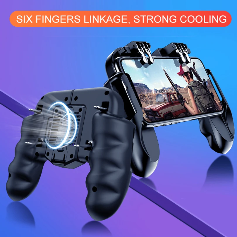 Мобильный игровой контроллер PUBG все в одном с шестью пальцами кнопка Free Fire