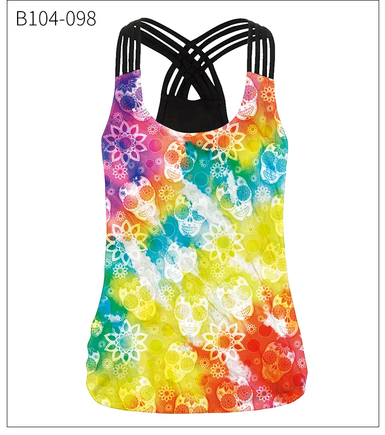 Women Sport Vest Colorful Sleeveless Yoga Shirt Cross Straps Running T-shirt Girl Quick Dry Gym Workout Tank Top Printed Jerseys