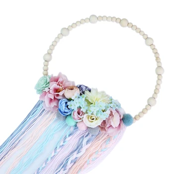 

New Nordic Style Wooden Beads Hair Ball Garland Tassel Wall Decoration Girl Hair Accessories Photography Props Color