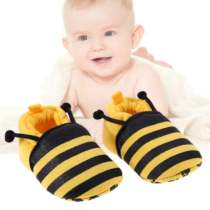 Casual Shoes Cute Cartoon Yellow Bee Pattern Newborn Baby Infant Shoes Elastic Band Soft First Walker