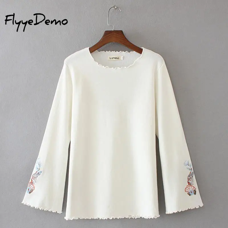 

Floral Embroidery Sweater All Base Match Loose Solid Women Soft Sweater Pullovers 2019 Autumn Winter Sweater For Women Plus Size