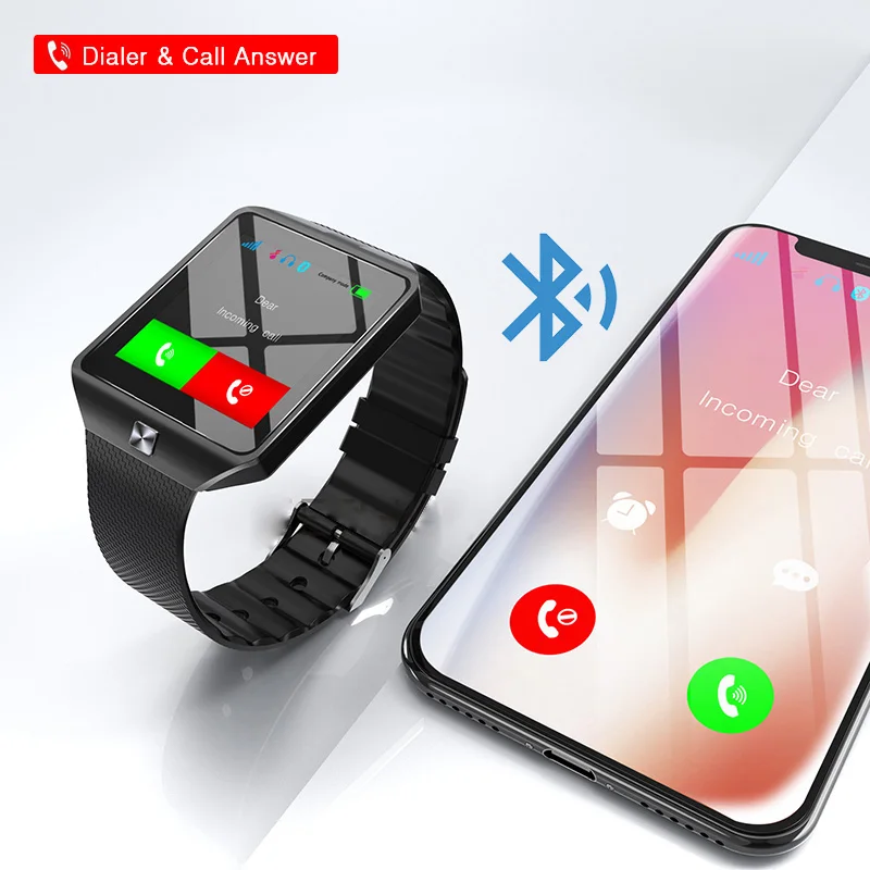 Tanie AIQIU DZ09 Smartwatch inteligentny zegarek cyfrowy zegarek męski dla Apple iPhone Samsung telefon komórkowy z androidem Bluetooth SIM karta kamery tf