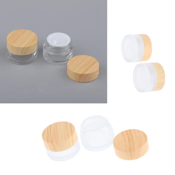 

4Pcs 5g Round Glass Jars with White Inner Liners & Lids, Prefect for Cosmetics Face Cream Lotion Mini Travel Containers