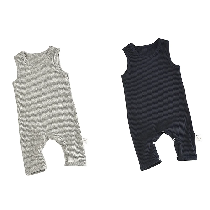 BINIDUCKLING летняя одежда для маленьких мальчиков и девочек Комбинезон, боди для малышей, для новорожденных, хлопковая нить сплошной Высокое качество без рукавов Детский комбинезон - Цвет: 11