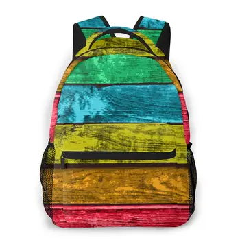 

Women Backpack with Multiple Using Women Backpacks Colorful Wooden Planks Female School Bag Girls Travel Bag