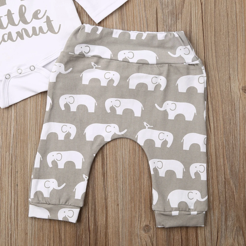 Baby Elephant Print Romper & Pants Set 5