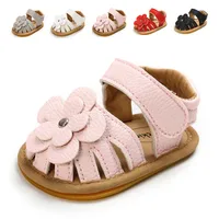 KIDSUN Baby Sandals Flower Graden Park Summer Outdoor Hook-Loop Flat Rubber Sole Anti-slip Toddler First Walkers Infant Shoes 1