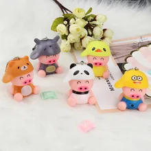 Креативный мультфильм McDull свинья кукла брелок кожаный шнур брелок с колокольчиком Автомобильная сумка маленькая Подвеска подарок на заказ