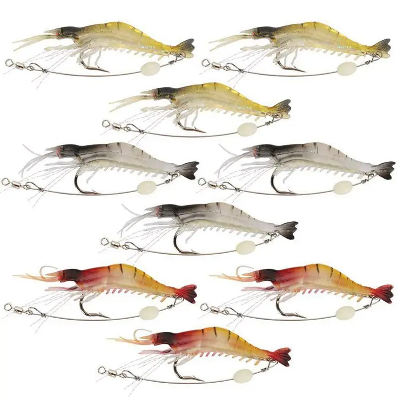 

New Hot Soft Lures Shrimp Bait Set, Freshwater/Saltwater, Trout Bass Salmon, 9 Piece