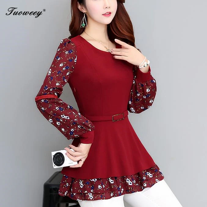 

4XL plus size Autumn spring style Shirt 2019 New Sweet work wear Vintage blouses Soft Ruffles patchwork Lantern Sleeve Shirt Top